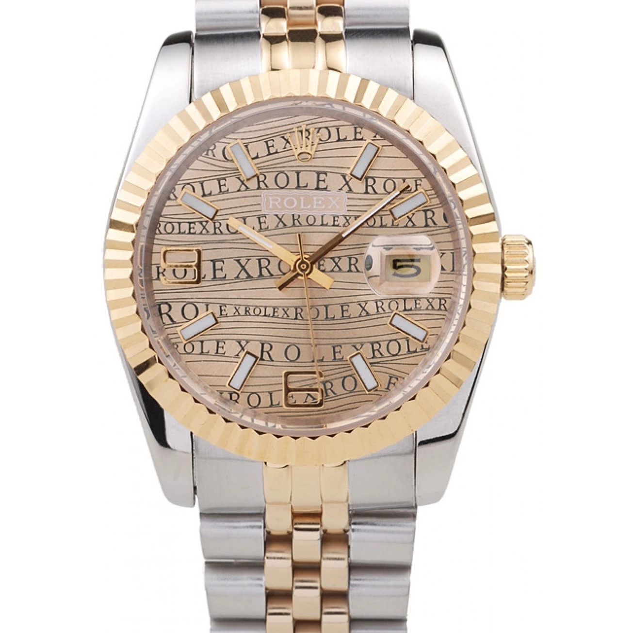 MiroTime 0714 Rolex DateJust Two Tone Stainless Steel 18k Gold PlatedGold Dial
